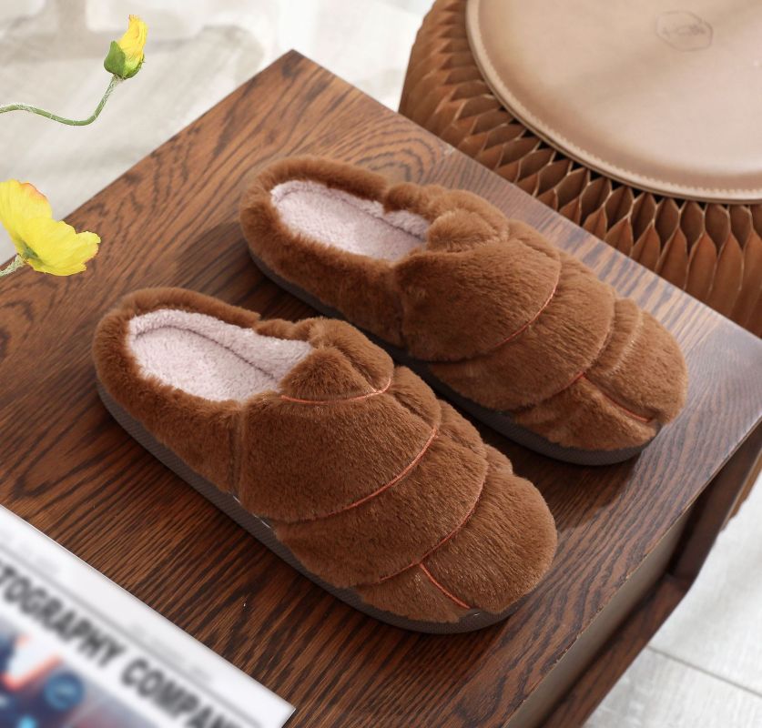 Zapatillas de piel de conejo para hombre y mujer, zapatillas de interior cálidas de invierno. 
