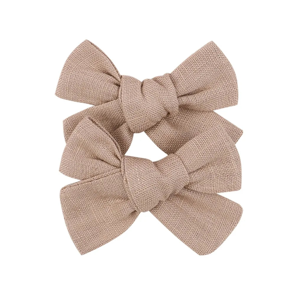 2Pcs/lot 12Colors 3.2Inch Cotton Hair Bows Bowknot With Clips For Girls Hair Clips Cute Barrettes Headwear Kids Hair Accessories