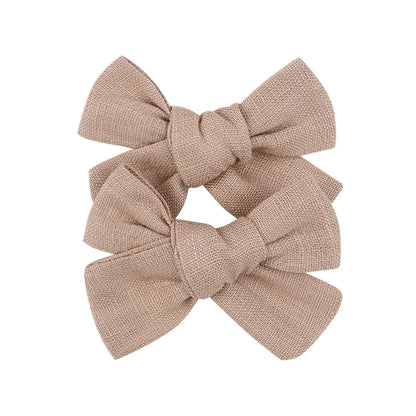 2Pcs/lot 12Colors 3.2Inch Cotton Hair Bows Bowknot With Clips For Girls Hair Clips Cute Barrettes Headwear Kids Hair Accessories