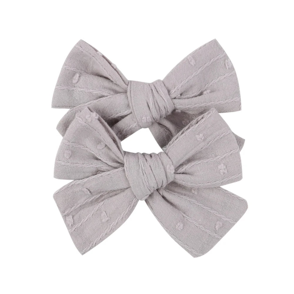 2Pcs/lot 12Colors 3.2Inch Cotton Hair Bows Bowknot With Clips For Girls Hair Clips Cute Barrettes Headwear Kids Hair Accessories