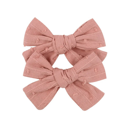 2Pcs/lot 12Colors 3.2Inch Cotton Hair Bows Bowknot With Clips For Girls Hair Clips Cute Barrettes Headwear Kids Hair Accessories