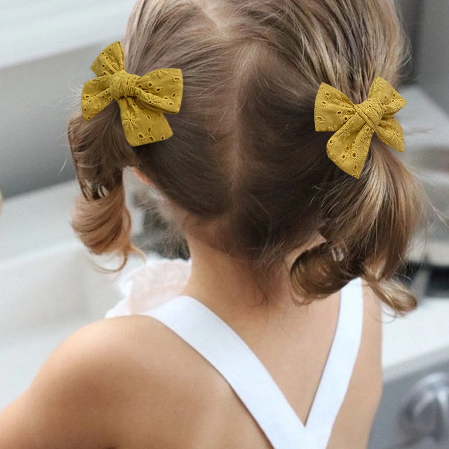 2Pcs/lot 12Colors 3.2Inch Cotton Hair Bows Bowknot With Clips For Girls Hair Clips Cute Barrettes Headwear Kids Hair Accessories
