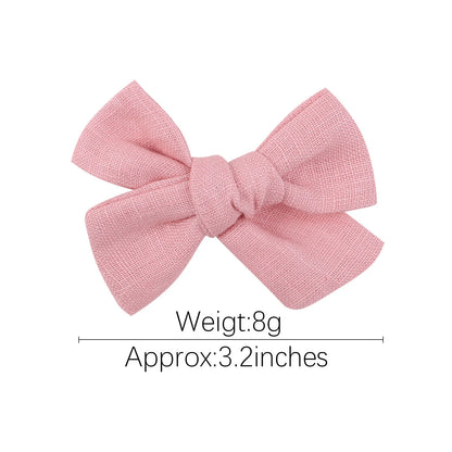 2Pcs/lot 12Colors 3.2Inch Cotton Hair Bows Bowknot With Clips For Girls Hair Clips Cute Barrettes Headwear Kids Hair Accessories