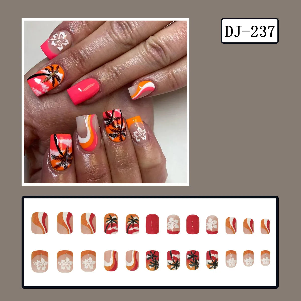 24pcs y2k Black French Press on Nails Short Square Pink Heart Fake Nails Full Cover Wearable Sweet Valentine's Day False Nails