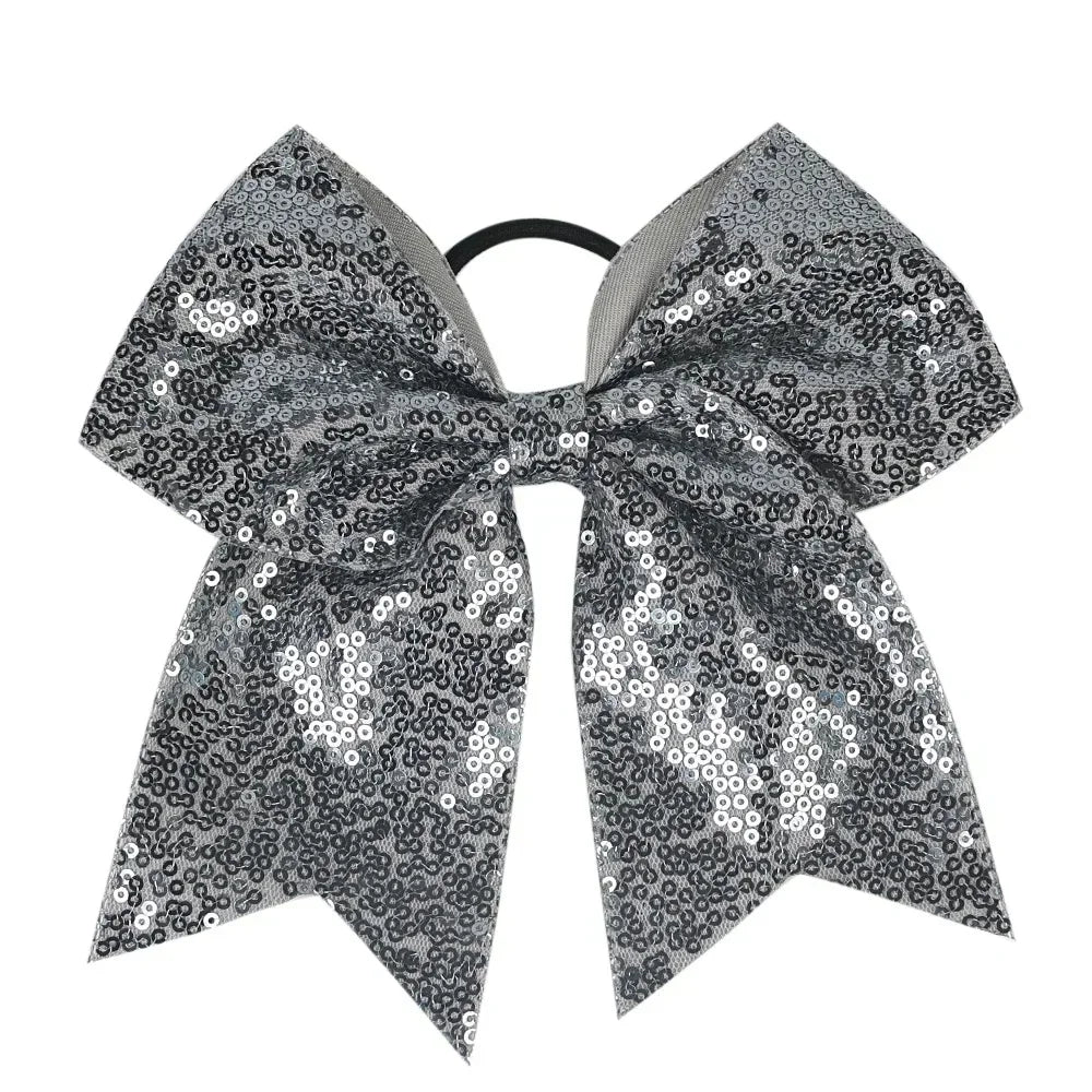 Big Bowknot Girl Hairband Girls Ribbon Cheerleading Hair Bows with Sequin Beads Kids Ponytail Holder Women Elastic Hair Tie