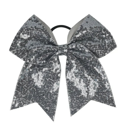 Big Bowknot Girl Hairband Girls Ribbon Cheerleading Hair Bows with Sequin Beads Kids Ponytail Holder Women Elastic Hair Tie