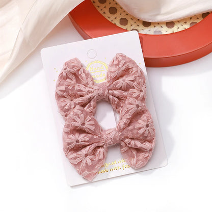 2Pcs/Set Solid Color Kids Bows Hair Clips for Baby Girls Handmade Plaid Bowknot Hairpin Barrettes Photograph Hair Accessories