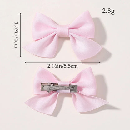 2Pcs/Set Solid Color Kids Bows Hair Clips for Baby Girls Handmade Plaid Bowknot Hairpin Barrettes Photograph Hair Accessories