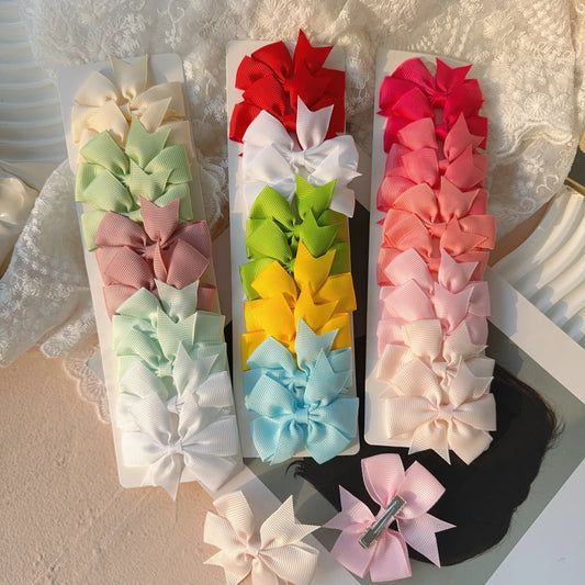 6-10Pcs Cute Bows Hair Clips For Girls Colorful Bows Clip Hairpin Handmade Barrettes Headwear Kids Children Hair Accessories