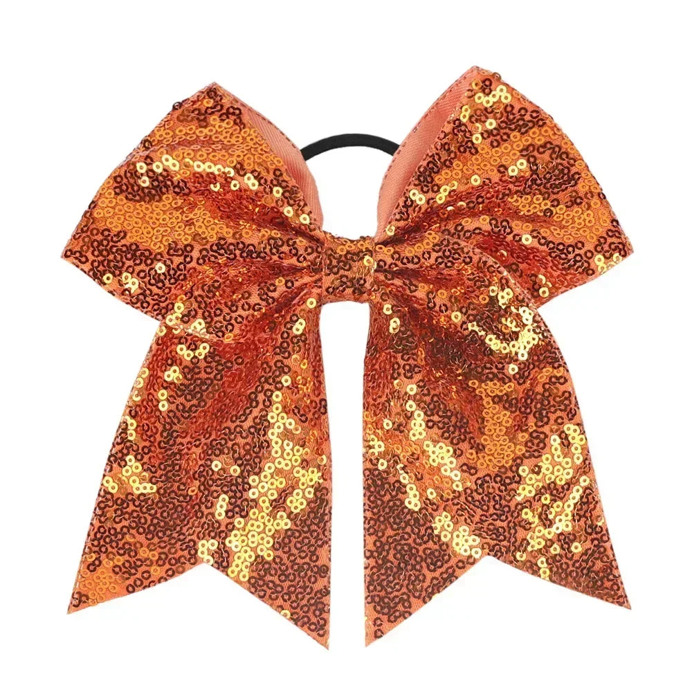 Big Bowknot Girl Hairband Girls Ribbon Cheerleading Hair Bows with Sequin Beads Kids Ponytail Holder Women Elastic Hair Tie