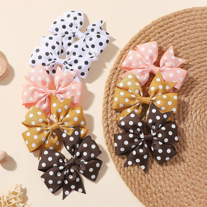 30Pcs random color ribbon hair bows hair clip classic children's polka dot hair clip boutique cheer bow hair bangs hairgripes