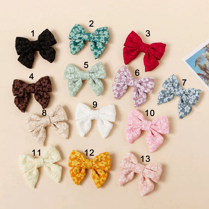 Hair Clips for Girls Bows Hairpin Kids Hair Accessories Princess Embroided Bowknot Hairclips Barrette Baby Headwear Wholesale