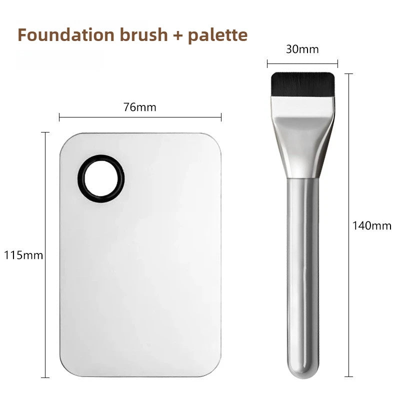 Ultra Thin Foundation Brush Makeup Mixing Palette with Spatula Flat Face Contour Brush Cosmetic Puff Blender Beauty Makeup Tools