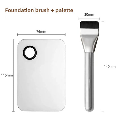 Ultra Thin Foundation Brush Makeup Mixing Palette with Spatula Flat Face Contour Brush Cosmetic Puff Blender Beauty Makeup Tools