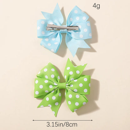 30Pcs random color ribbon hair bows hair clip classic children's polka dot hair clip boutique cheer bow hair bangs hairgripes