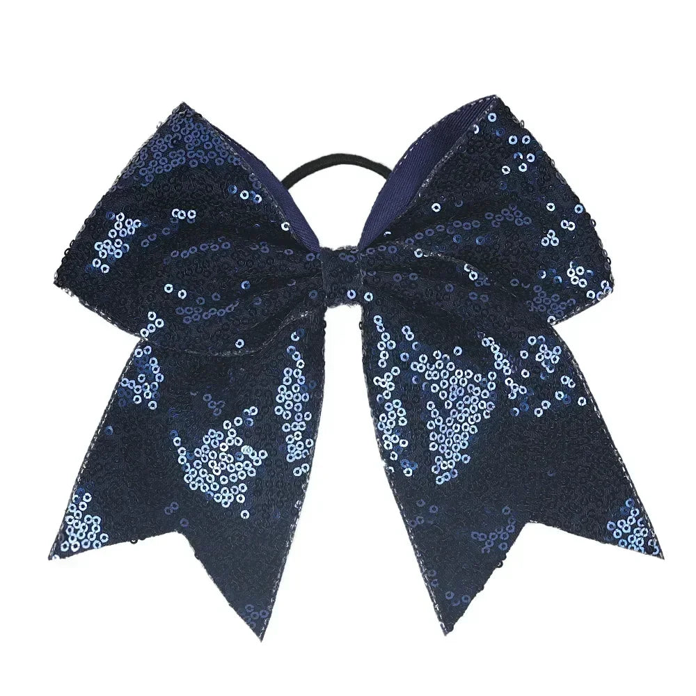 Big Bowknot Girl Hairband Girls Ribbon Cheerleading Hair Bows with Sequin Beads Kids Ponytail Holder Women Elastic Hair Tie