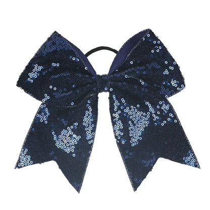 Big Bowknot Girl Hairband Girls Ribbon Cheerleading Hair Bows with Sequin Beads Kids Ponytail Holder Women Elastic Hair Tie