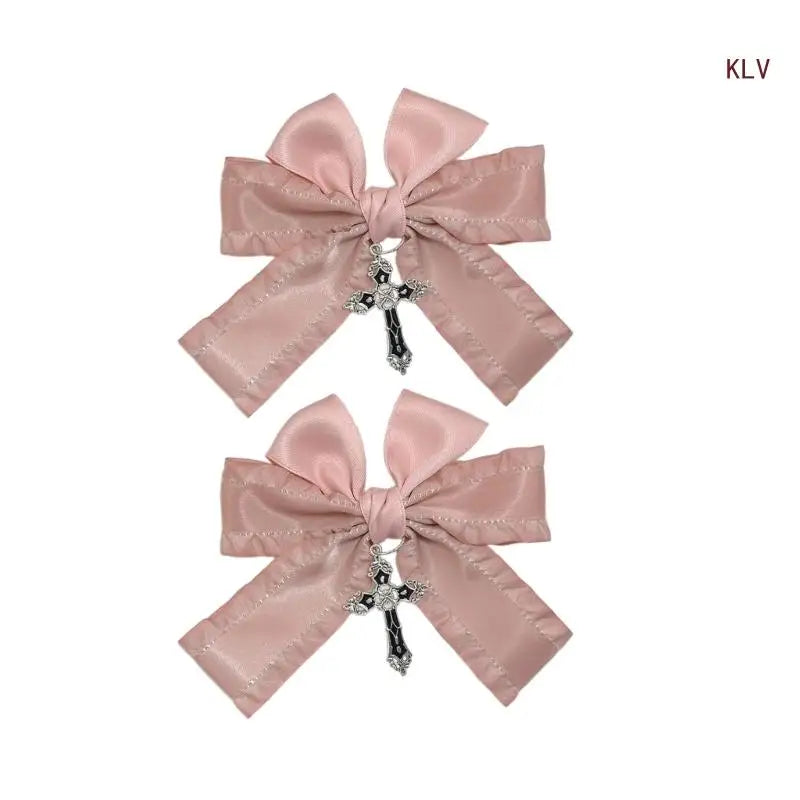 Goth Ribbon Bowknot Hair Clip Sweet Large Bows Hairpin Women Hair Styling Accessories for Thin Hair French Barrettes