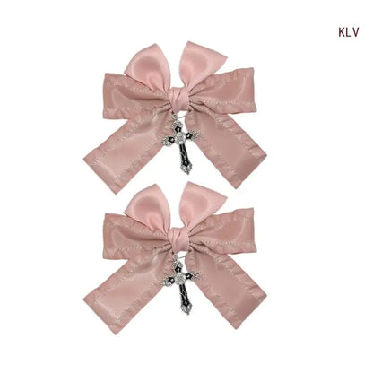 Goth Ribbon Bowknot Hair Clip Sweet Large Bows Hairpin Women Hair Styling Accessories for Thin Hair French Barrettes