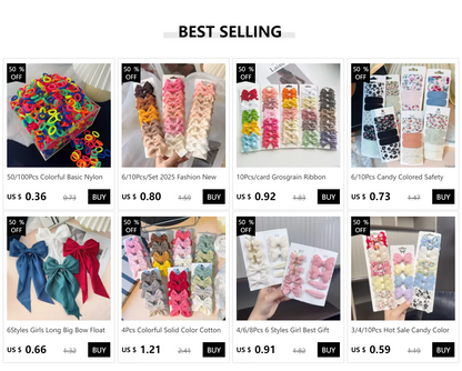 6-10Pcs Cute Bows Hair Clips For Girls Colorful Bows Clip Hairpin Handmade Barrettes Headwear Kids Children Hair Accessories
