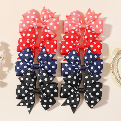 30Pcs random color ribbon hair bows hair clip classic children's polka dot hair clip boutique cheer bow hair bangs hairgripes