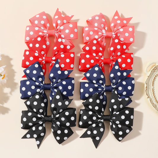 30Pcs random color ribbon hair bows hair clip classic children's polka dot hair clip boutique cheer bow hair bangs hairgripes