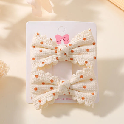 2Pcs/Set Solid Color Kids Bows Hair Clips for Baby Girls Handmade Plaid Bowknot Hairpin Barrettes Photograph Hair Accessories