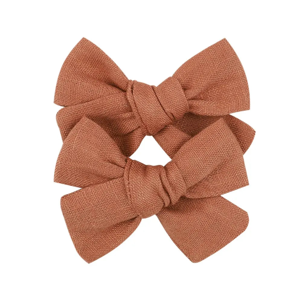 2Pcs/lot 12Colors 3.2Inch Cotton Hair Bows Bowknot With Clips For Girls Hair Clips Cute Barrettes Headwear Kids Hair Accessories
