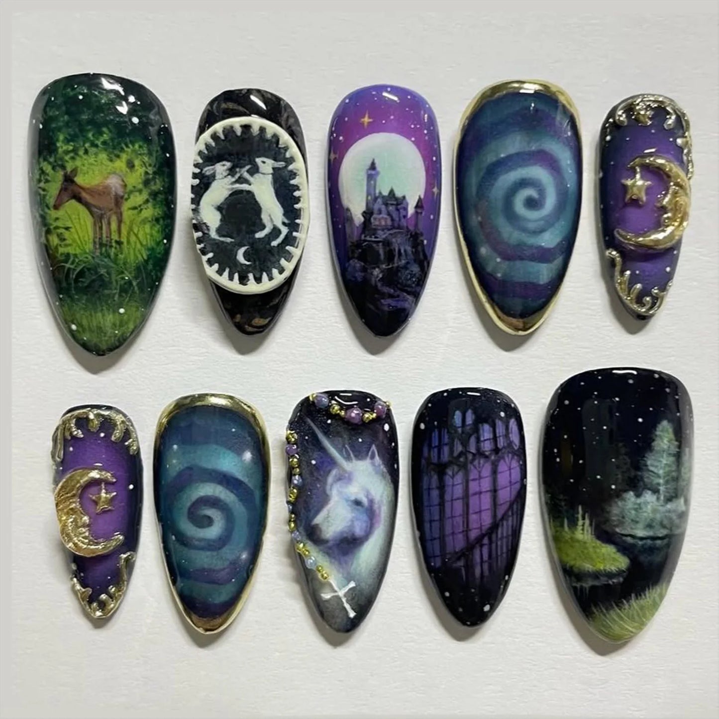 24 uñas postizas con estampado de flores, color vino tinto, rubor, almendra, reutilizables, para verano.