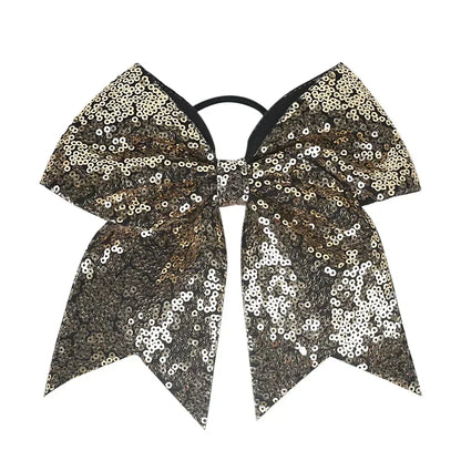 Big Bowknot Girl Hairband Girls Ribbon Cheerleading Hair Bows with Sequin Beads Kids Ponytail Holder Women Elastic Hair Tie