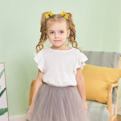 2Pcs/Set Solid Color Kids Bows Hair Clips for Baby Girls Handmade Plaid Bowknot Hairpin Barrettes Photograph Hair Accessories