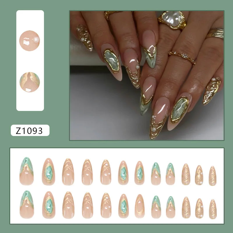 24 uñas postizas con estampado de flores, color vino tinto, rubor, almendra, reutilizables, para verano.