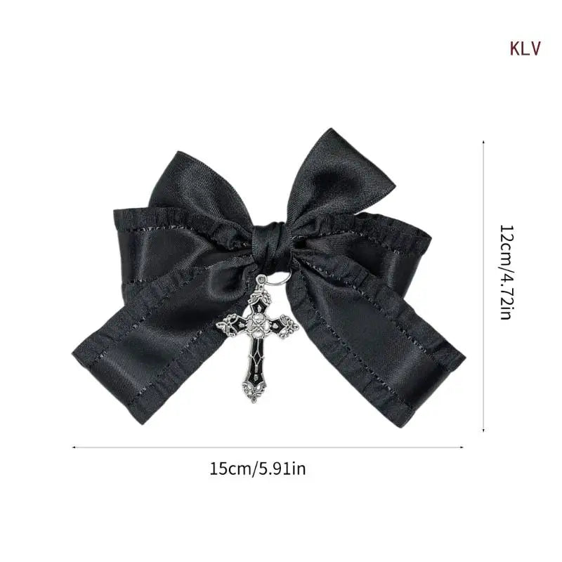 Goth Ribbon Bowknot Hair Clip Sweet Large Bows Hairpin Women Hair Styling Accessories for Thin Hair French Barrettes