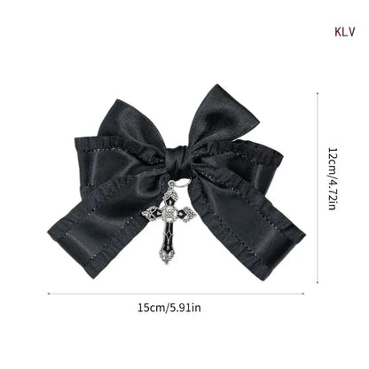 Goth Ribbon Bowknot Hair Clip Sweet Large Bows Hairpin Women Hair Styling Accessories for Thin Hair French Barrettes