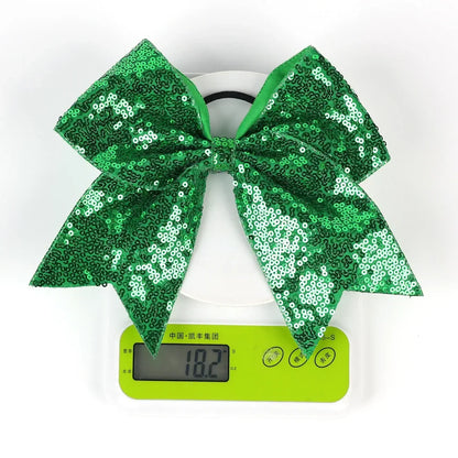Big Bowknot Girl Hairband Girls Ribbon Cheerleading Hair Bows with Sequin Beads Kids Ponytail Holder Women Elastic Hair Tie