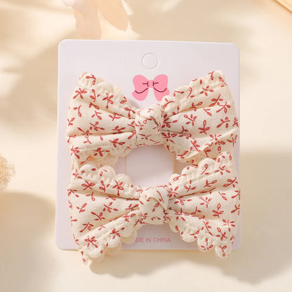 2Pcs/Set Solid Color Kids Bows Hair Clips for Baby Girls Handmade Plaid Bowknot Hairpin Barrettes Photograph Hair Accessories