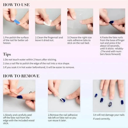 10Pcs Short Duck Handmade Nails 3D Purple Flowers Acrylic Press on Nail Diamond Pearl Leopard Print Design French False NailTips