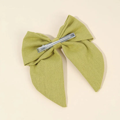 Sweet Embroidered Flower Hair Bows Clips Handmade Ribbon Solid Hairpins Cute Bowknot Barrettes Headwear Kids Hair Accessories