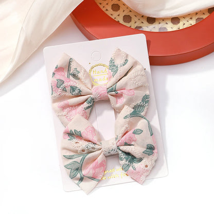 2Pcs/Set Solid Color Kids Bows Hair Clips for Baby Girls Handmade Plaid Bowknot Hairpin Barrettes Photograph Hair Accessories