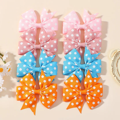30Pcs random color ribbon hair bows hair clip classic children's polka dot hair clip boutique cheer bow hair bangs hairgripes