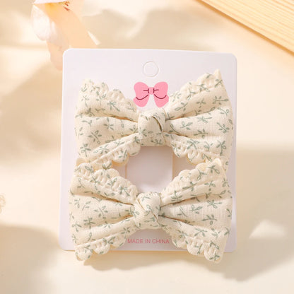 2Pcs/Set Solid Color Kids Bows Hair Clips for Baby Girls Handmade Plaid Bowknot Hairpin Barrettes Photograph Hair Accessories