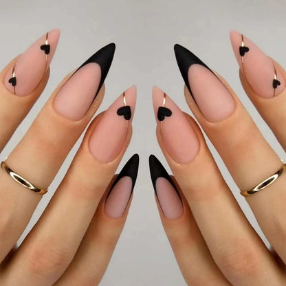 24PCS Press On Nails Short Pink Square Fingertip French Trim Press On Nails Love Design Sweet Nails Glisten Press On Nails