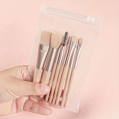 Makeup Brushes 8Pcs Set Travel Makeup Brush Kit with Bag Mini EyeShadow Foundation Loose Powder Blush Detail Brush Beauty Tools