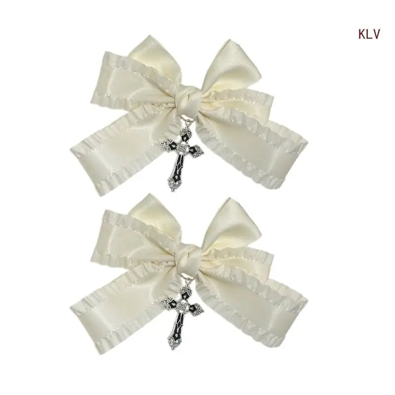 Goth Ribbon Bowknot Hair Clip Sweet Large Bows Hairpin Women Hair Styling Accessories for Thin Hair French Barrettes