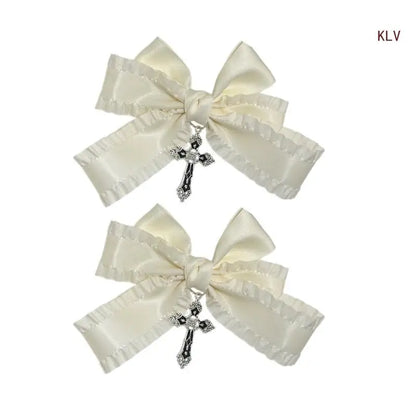 Goth Ribbon Bowknot Hair Clip Sweet Large Bows Hairpin Women Hair Styling Accessories for Thin Hair French Barrettes