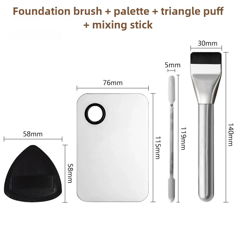 Ultra Thin Foundation Brush Makeup Mixing Palette with Spatula Flat Face Contour Brush Cosmetic Puff Blender Beauty Makeup Tools
