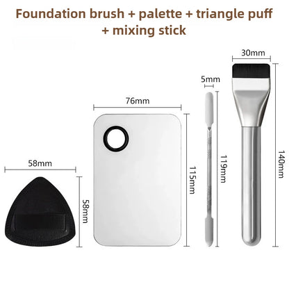 Ultra Thin Foundation Brush Makeup Mixing Palette with Spatula Flat Face Contour Brush Cosmetic Puff Blender Beauty Makeup Tools