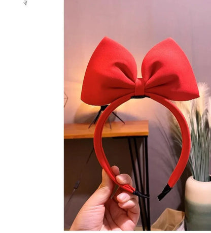 Girls Hair bows Hair Accessories Red Snow White Hair Band Handmade Red Bow Headband Fabric Bow Tie Net Red Hair Band Headdress