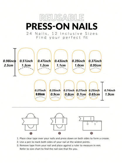 24PCS Press On Nails Short Pink Square Fingertip French Trim Press On Nails Love Design Sweet Nails Glisten Press On Nails