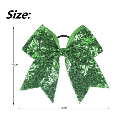 Big Bowknot Girl Hairband Girls Ribbon Cheerleading Hair Bows with Sequin Beads Kids Ponytail Holder Women Elastic Hair Tie